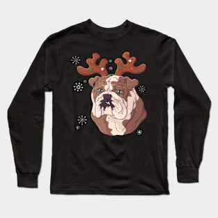 Bulldog Deer Fairytale Chritsmas Long Sleeve T-Shirt